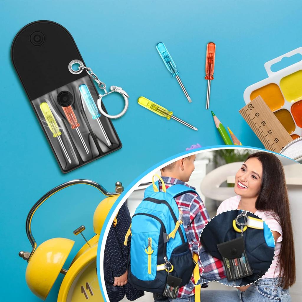 Jutom 20 Set Mini Screwdriver Keychain Set Bulk Includes 3 Mini Screwdrivers In a Portable Pouch with Snap with Hook Bulk Adult Men Employee