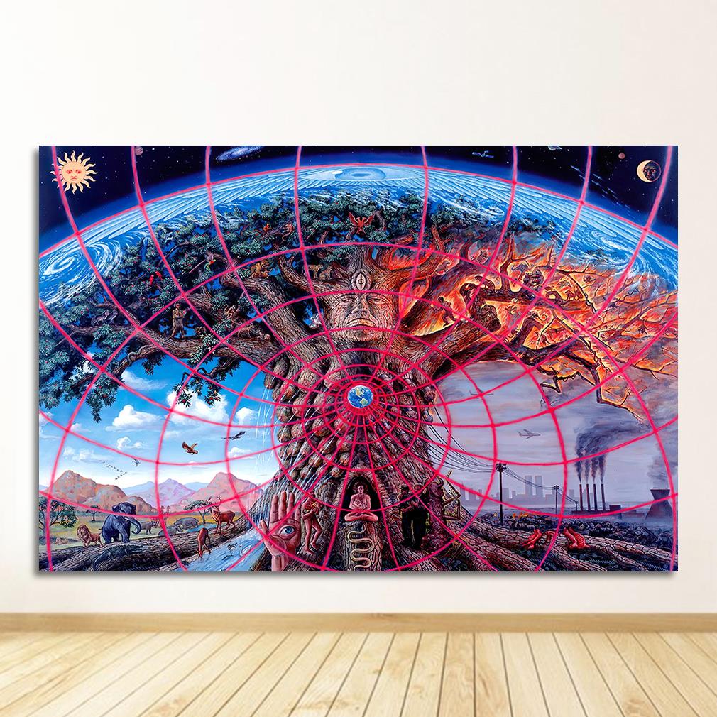 Life Modular Pictures Modern Home Decoration Wall Art Canvas Prints Painting Bedroom Poster Alex Grey Psychedelic Trippy Tree