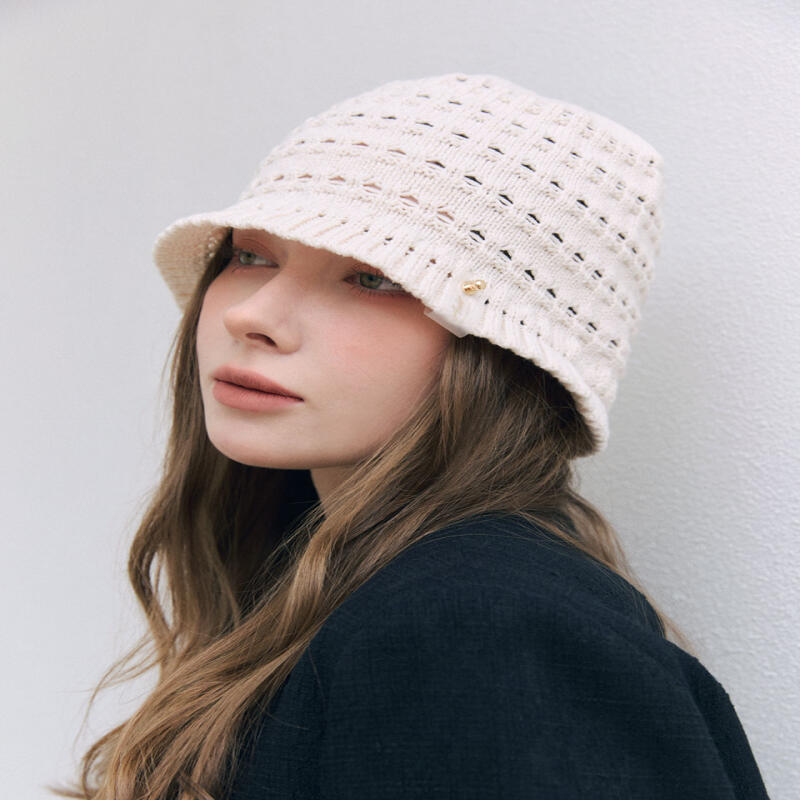 Cotton Summer Women s Knit Beanie Crochet Hat Beige CH031 beige