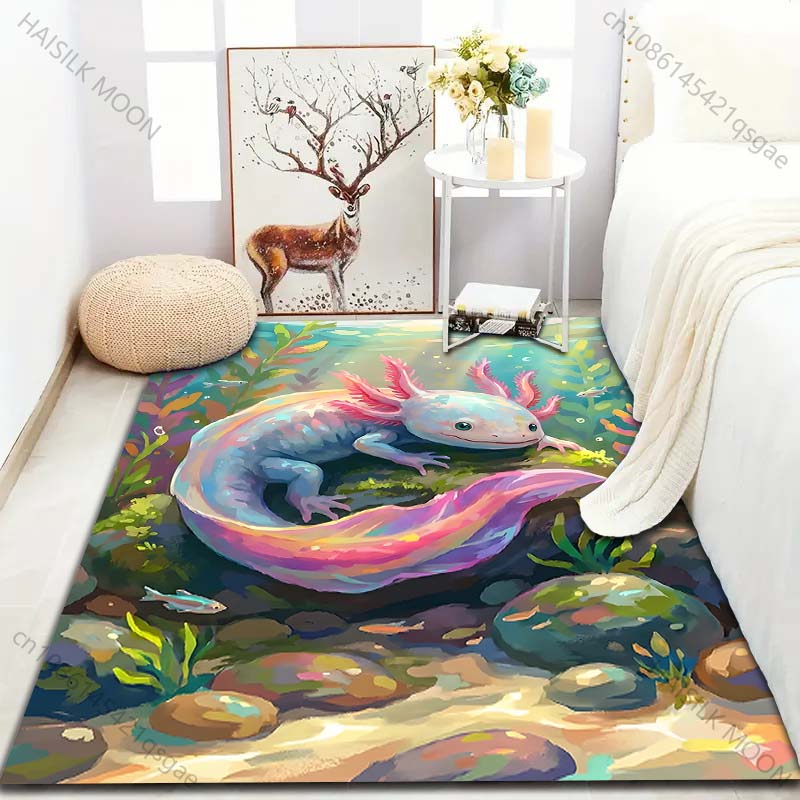 1 Stück bunter Axolotl Unterwasserteppich für Wohnzimmer Schlafzimmer Sofa Heimdekor Rus Rutschfeste Fußmatte Luxuriöses Geschenk