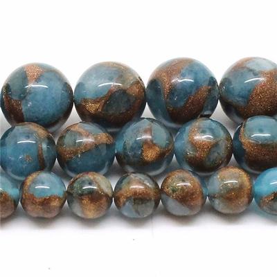 Natural Lake Blue Cloisonne Stone Round Loose Beads For Jewelry Making 6 8 10 Mm Pick Size 15inches