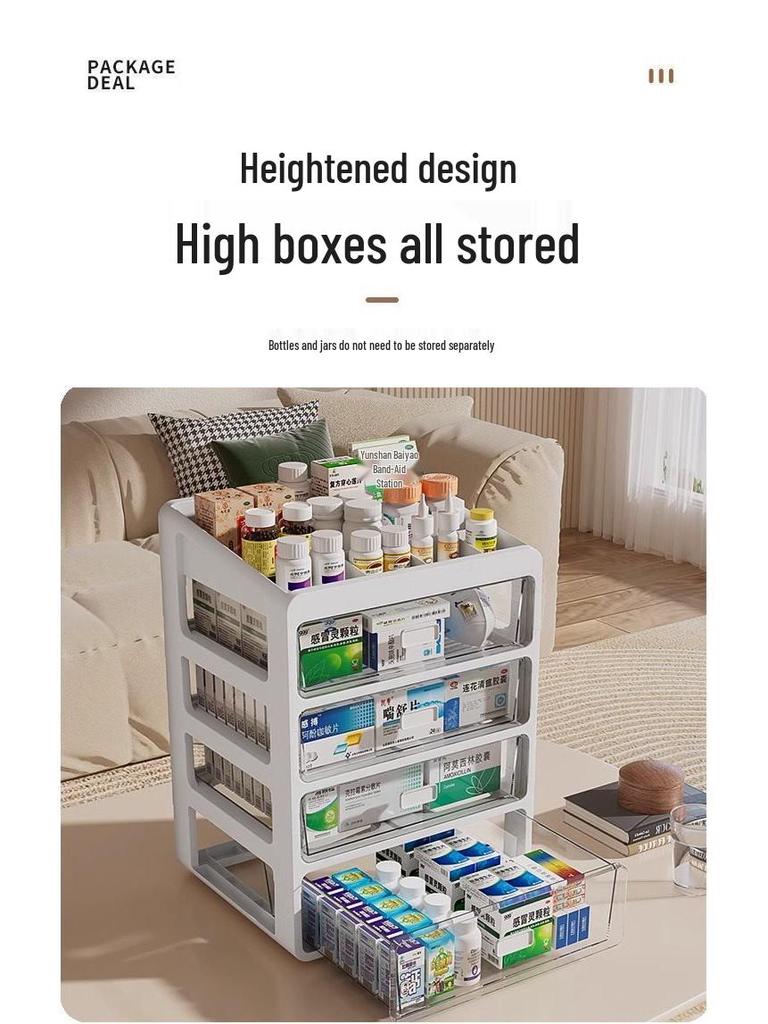 Large Capacity Family Medicine Storage Organizer Drawer Type Cabinet