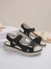 Summer 2025 Women's Sporty Wedge Heel Genuine Leather Sandals - Soft, Lightweight, Velcro, Plus Size Slippers.
