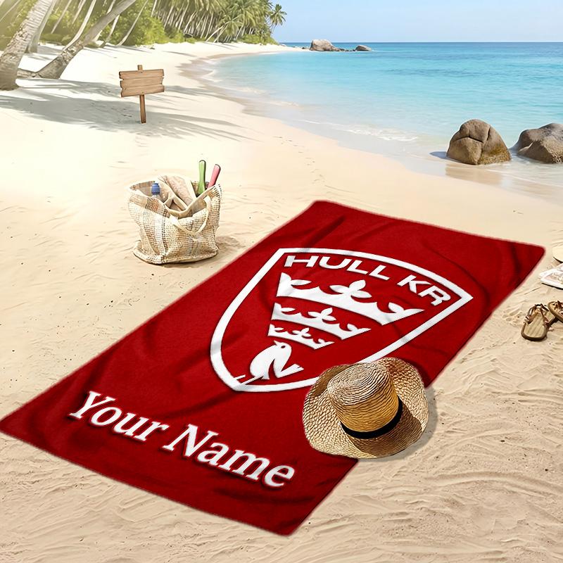 Asciugamano da Spiaggia Personalizzato Hull KR, Stampa il Tuo Nome Testo Asciugamano Leggero Assorbente per Nuoto Viaggio