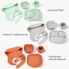 Baby Tableware Set: Silicone Divided Plate, Bib, Spoon, Fork, Bowl, and Suction Cup
