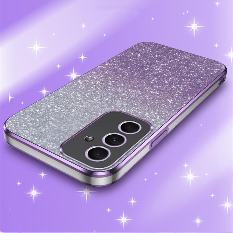 Luxury Gradient Glitter Plating Case For Samsung Galaxy A54 A34 A24 A14 A15 A05 A04 A53 A52 A23 A13 Silicone Protect Back Cover