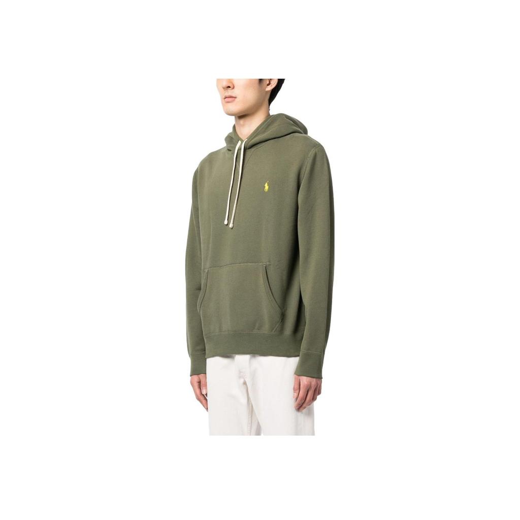 Polo Ralph Lauren Ss23 Logo Embroidered Drawstring Hoodie Men hoodies Olive-Green 710766778-069