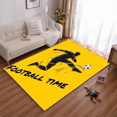 "Yellow Football Time Carpet with Soccer Player Graphic Design" Suitable for Use As an Anti-slip for Living Room Bedroom Sofas