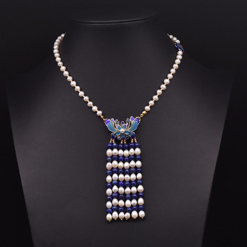 Natural Freshwater Pearl Necklace Women Versatile French Vintage Fashion Light Luxury Elegant Temperament Sweater Chain Pearl