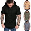 Sommer-Kapuzen-T-Shirt für Herren, einfarbig, große Größe, lockeres Herren-Kurzarm-T-Shirt mit Kapuze