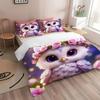 Cute Owl Pattern 3D Printed Duvet Cover Cartoon Animal Style Bedding Set Pillowcases Polyester Soft Comfortable Quilt Cover Set