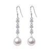 Romantic Charm Zircon Earrings Female Pearl Earrings Temperament Long Tassel Geometric Earhook Earrings