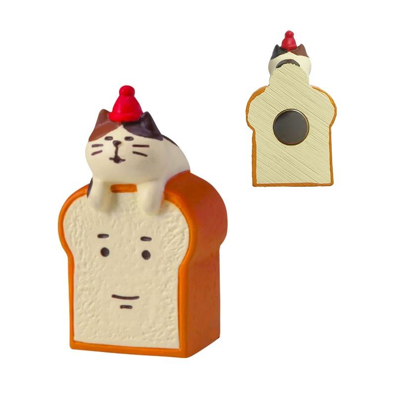 Japanese cat refrigerator sticker, grocery zakka cute bread coffee shop decoration gift miniature resin ornament