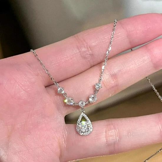 Mermaid's Tear S999 Sterling Silver Necklace for Women: Elegant Clavicle Chain, Perfect Birthday Gift for Her