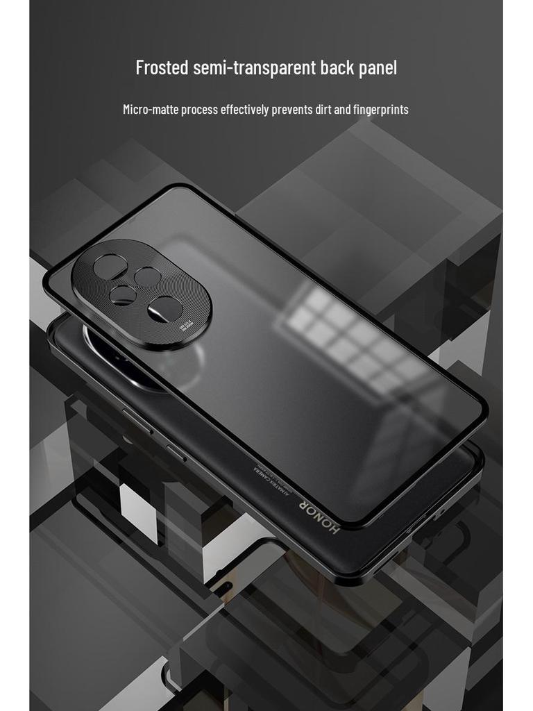 Honor 400pro Metal Frame Phone Case: Snap-Button, Frosted Back, Protective Mirror.