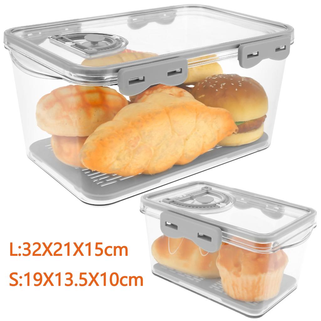 1/2Pcs Bread Box L/S Rectangular Bread Storage Boxes with Time Recording Clear Loaf Bread Container Airtight Bread Keeper Box