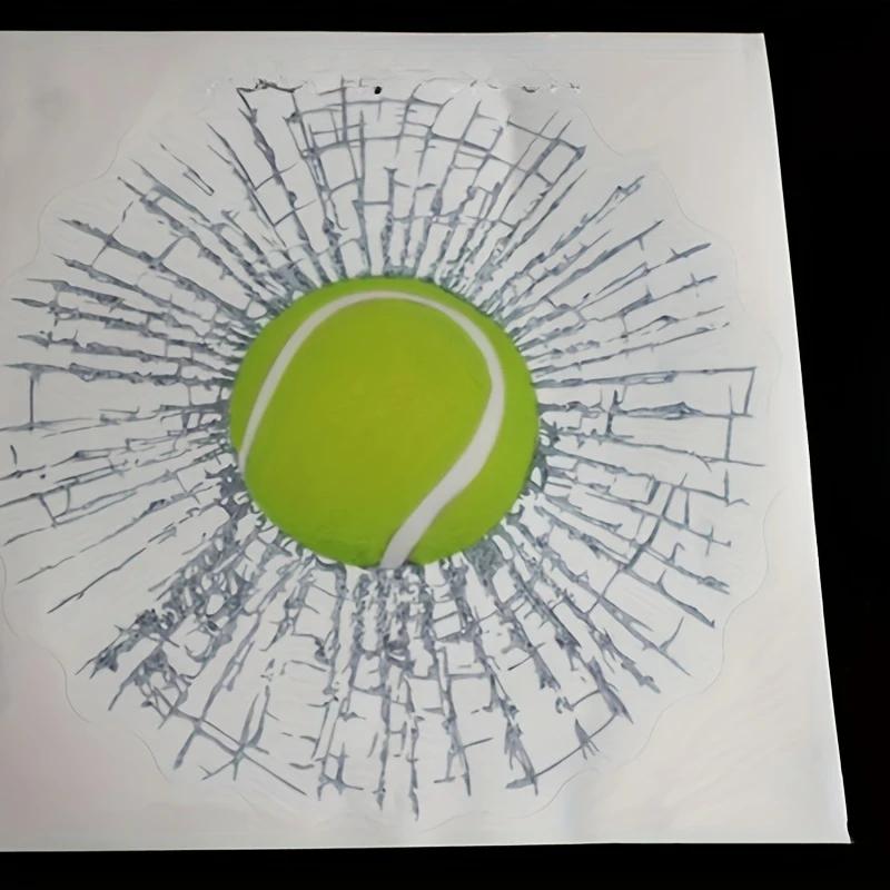 3D Tennis Prank Tricky Broken Glass Sticker Car Window Ball Hits Self Adhesive Funny Car Stickers