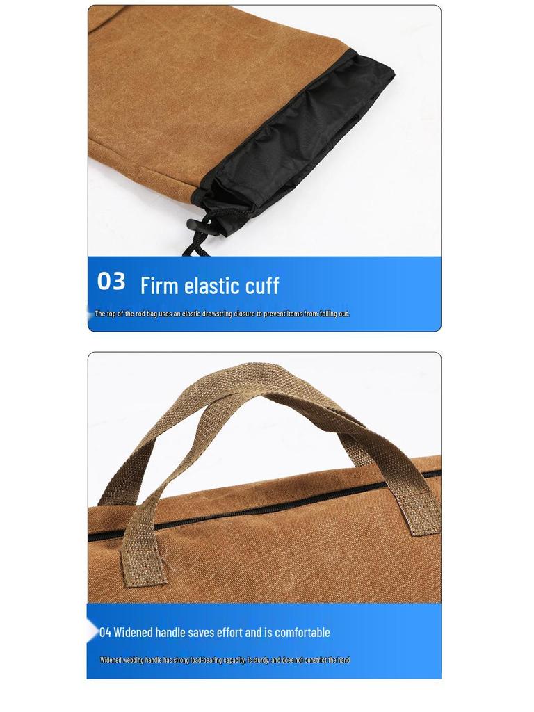 Thickened Canvas Fishing Rod Bag with Large Capacity and Lightweight Design