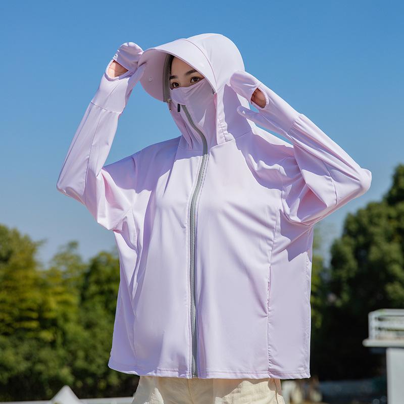 UPF10 + Sunscreen Clothing Women's Summer 1011 New UV Protection Ice Silk Large Size Cycling Sunscreen Clothing Breathable Thin