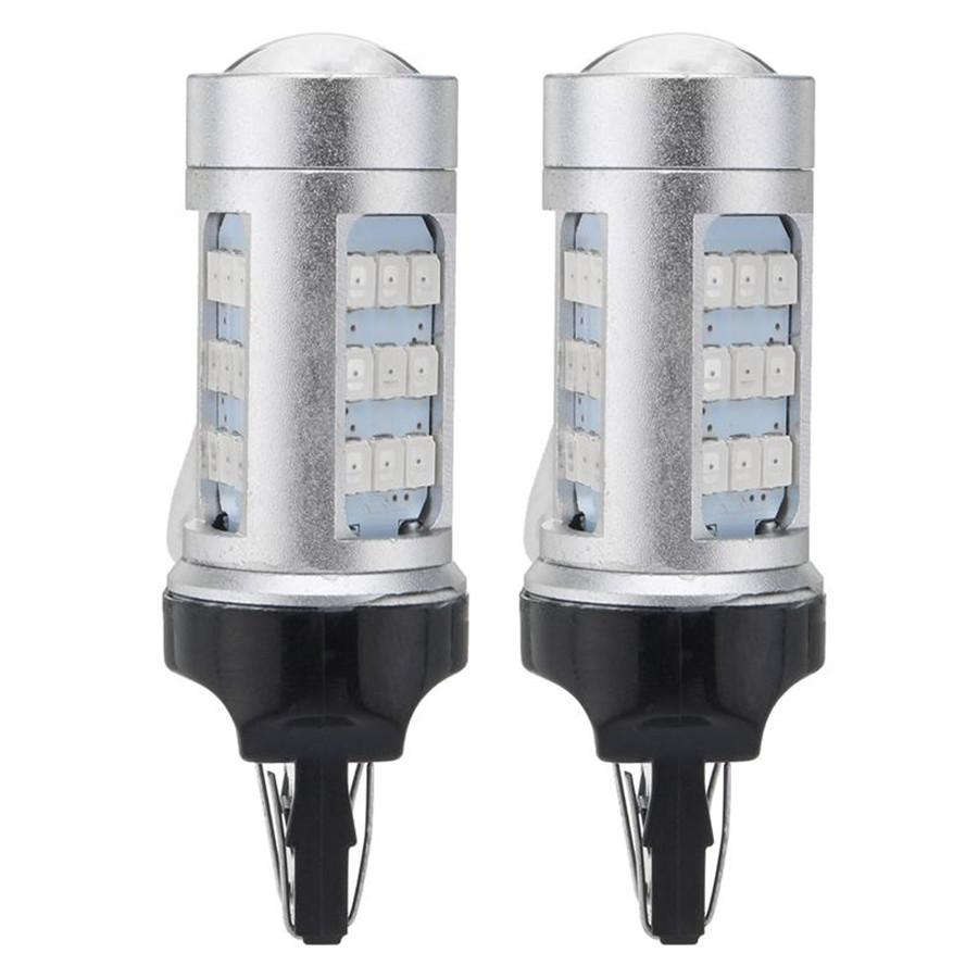 2pcs T20 7443 W21/5W Red LED Taillight Flashing Strobe Blinking Brake Stop Light
