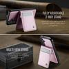 For Samsung Galaxy S25 FE Leather Back Cover JEEHOOD J06 Magnetic Phone Case with Card Bag RFID Blocking