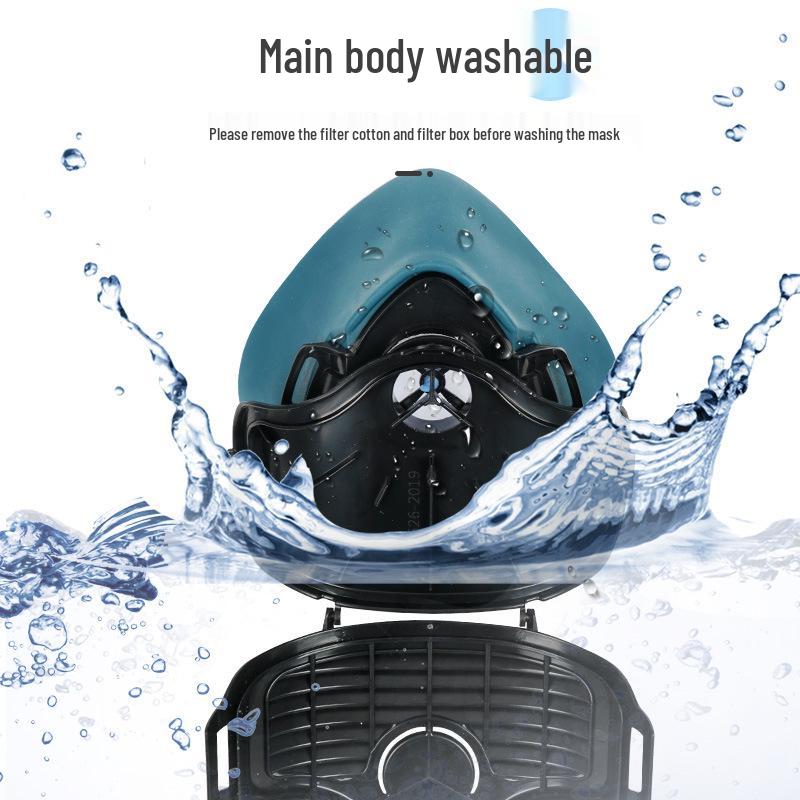 Full Face Dustproof Protective Mask for Industrial Use with Breathing Filter and Cotton Decoration