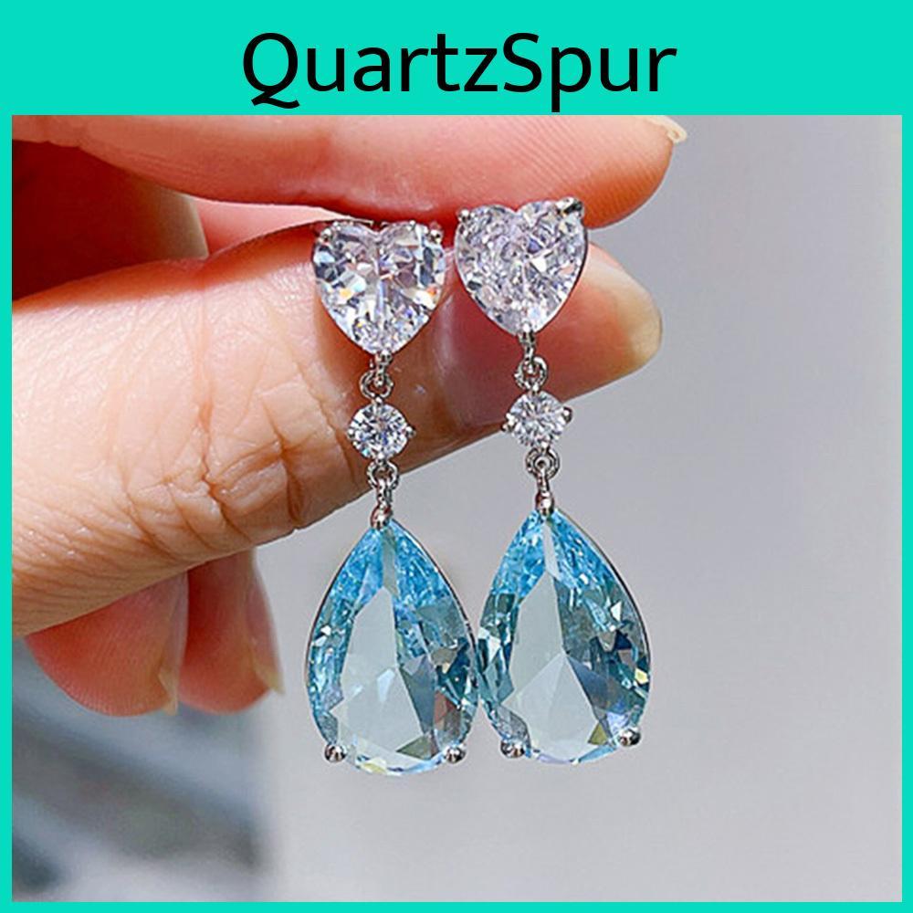 Aesthetic Cubic Bella Box Greenblue Zirconia Dangle Earrings For Women Silver Colorgold Color Wedding Trend Eternity Love Jewelry