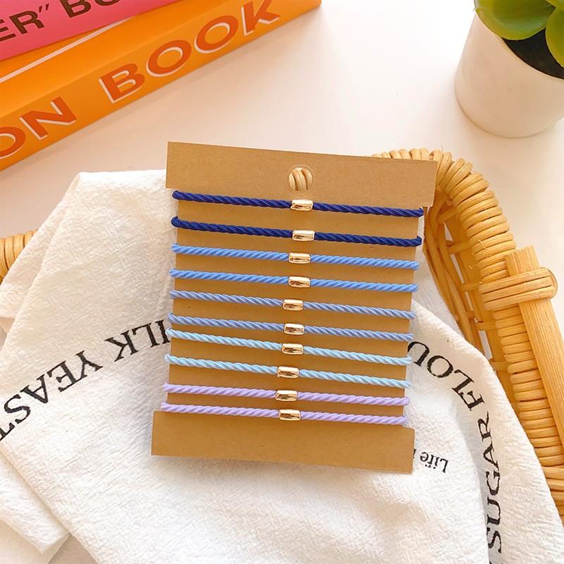

10pcs/set gradient color high elasticity headband diagonal small gold beads do not damage hair ponytail headband