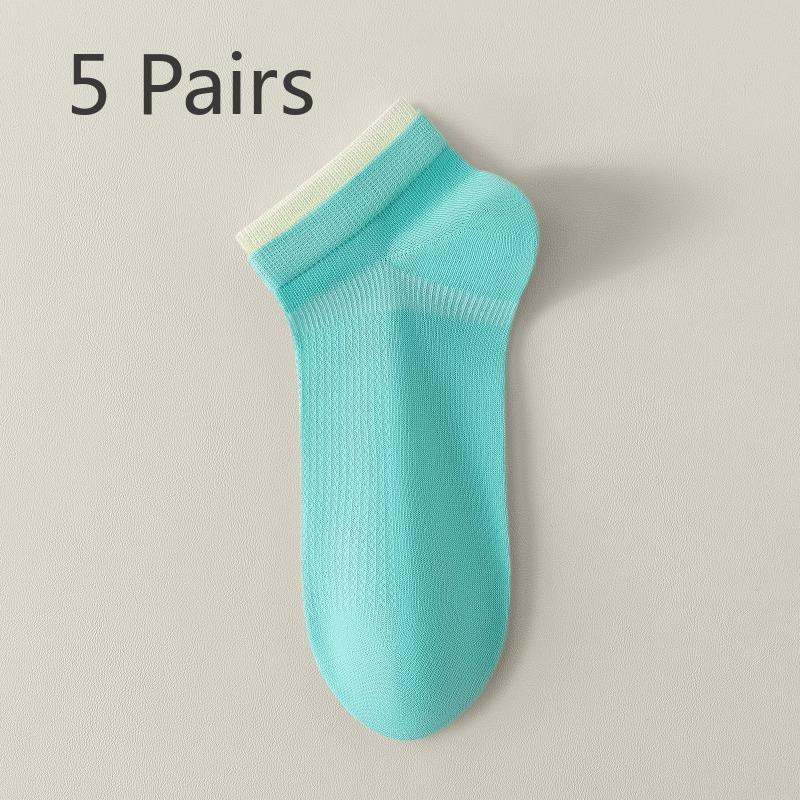 5 Pairs of Female Pure Cotton Spring and Summer 7A Antibacterial Deodorant Sweat Socks