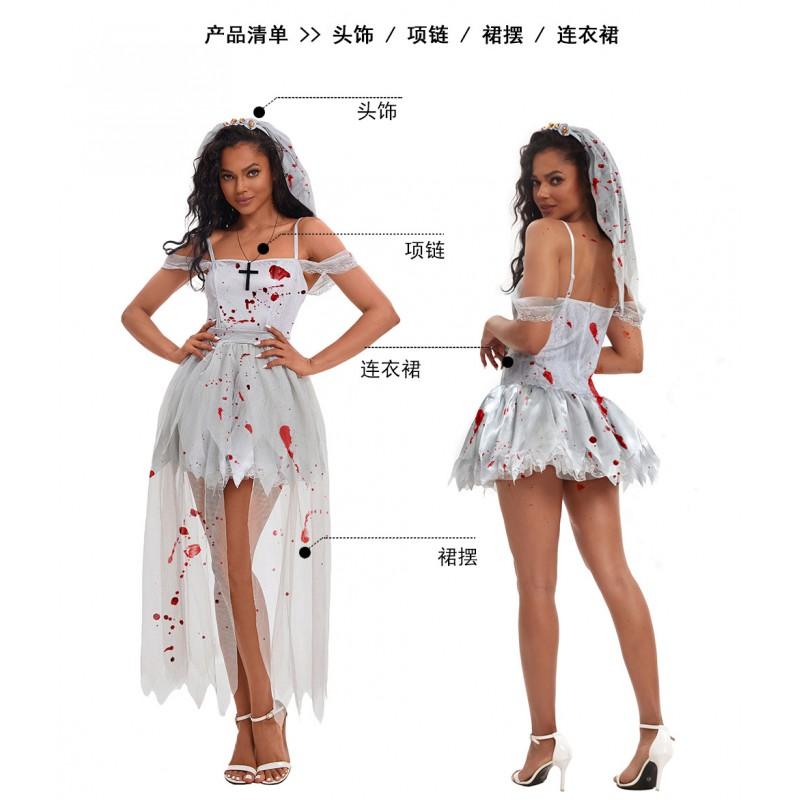 Gray Mesh Long Dress Women Cosplay Costume Stage Performance Fantasy Theme Outfit Size M L XL