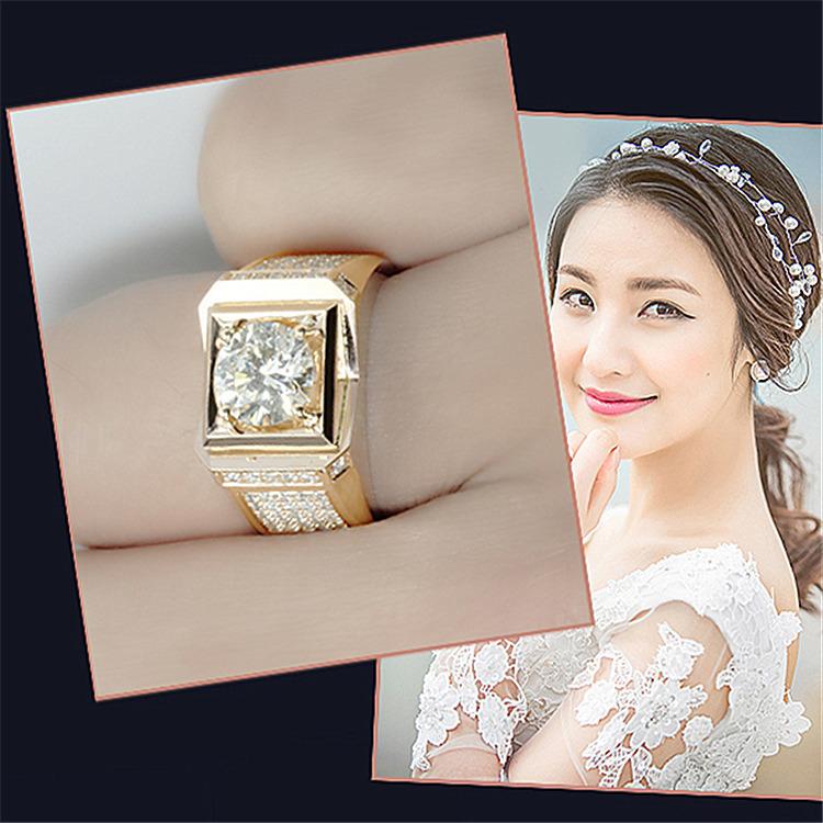 Ring Sparkling Knight Men's Ring Luxurious and Domineering 18K Gold Luxury Diamond Men's Diamond Ring Ring Diamond Ring