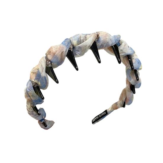 Women Headband Ribbon Decor Anti-slip Teeth Hair Hoop Versatile Bright