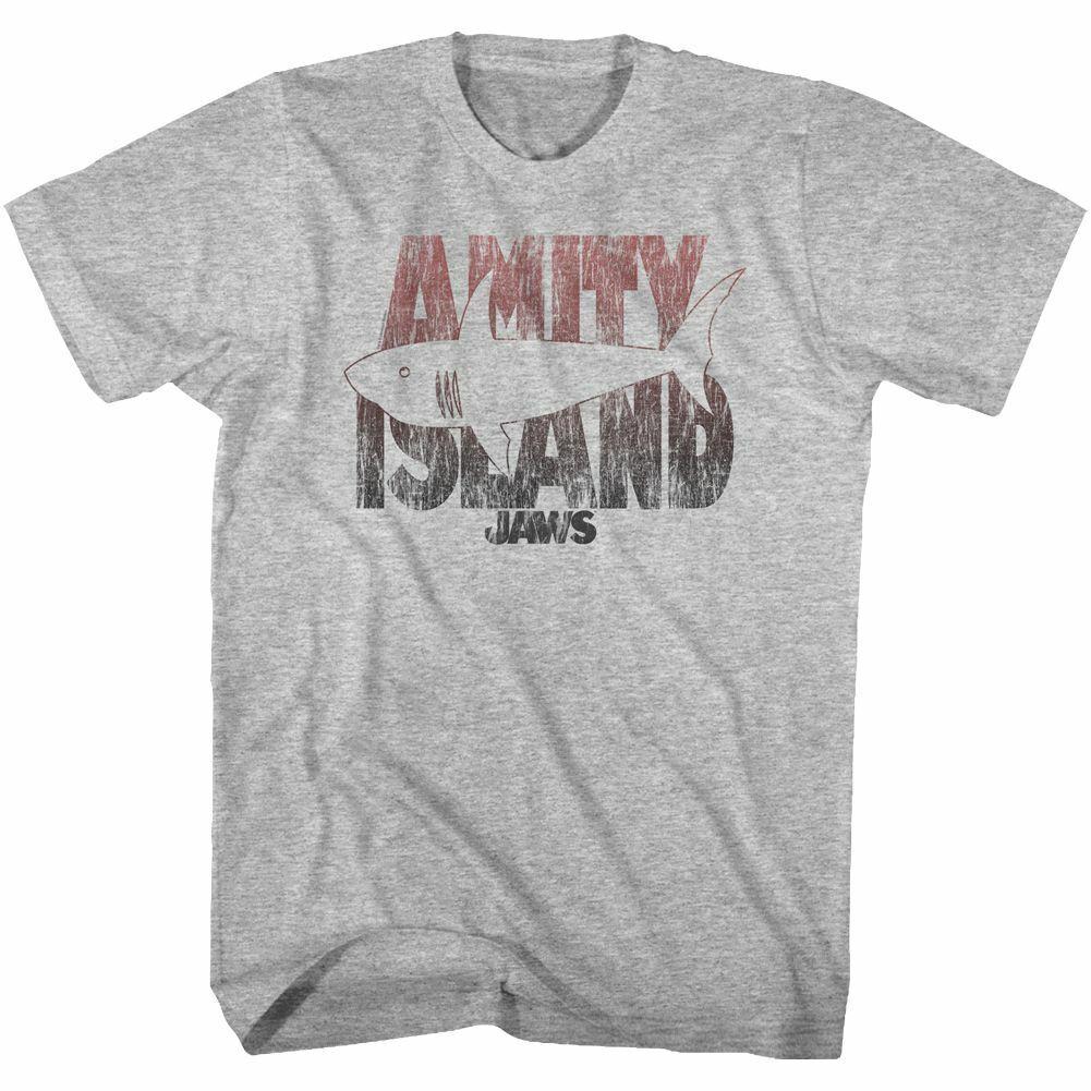 Jaws Shark Line Gray Heather Adult T-Shirt Mens Womens Tees Top L