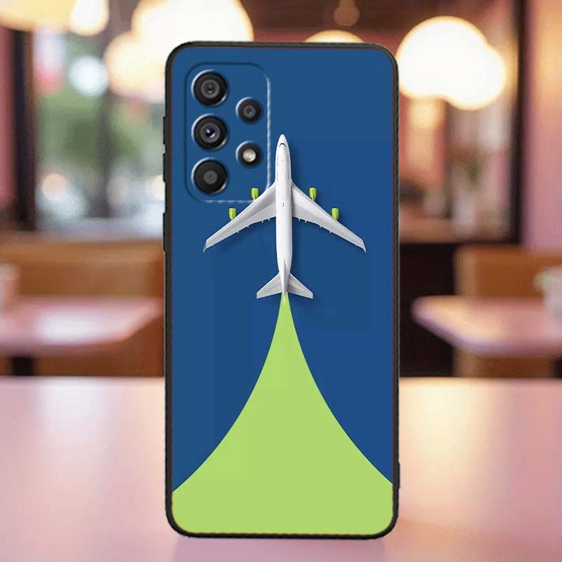 Fashion Airplane Pattern Phone Case For Samsung A41 A35 A34 A33 A32 A25 A24 A23 A21s A06 A05 A04 A03 Note 10 20 Ultra 5G Black