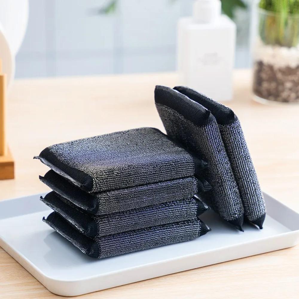 6pcs Absorbent Stainless Steel Sponge Rectangle Scrub Sponge Pads Dishwashing Sponge  Pot