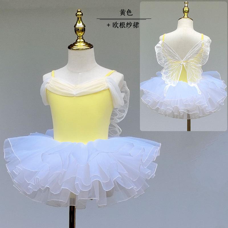 

Ballet Dance Costumes Ballet Leotard Tutu Dress for Girls Contemporary Dance Costumes Girls Dancewear Sleeveless Butterfly 170 золотий