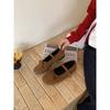 Bow Suede Single Shoes Women's 2025 New Round Head Flat Bottom with Skirt Retro Mary Jane Shoes Ladyshoes