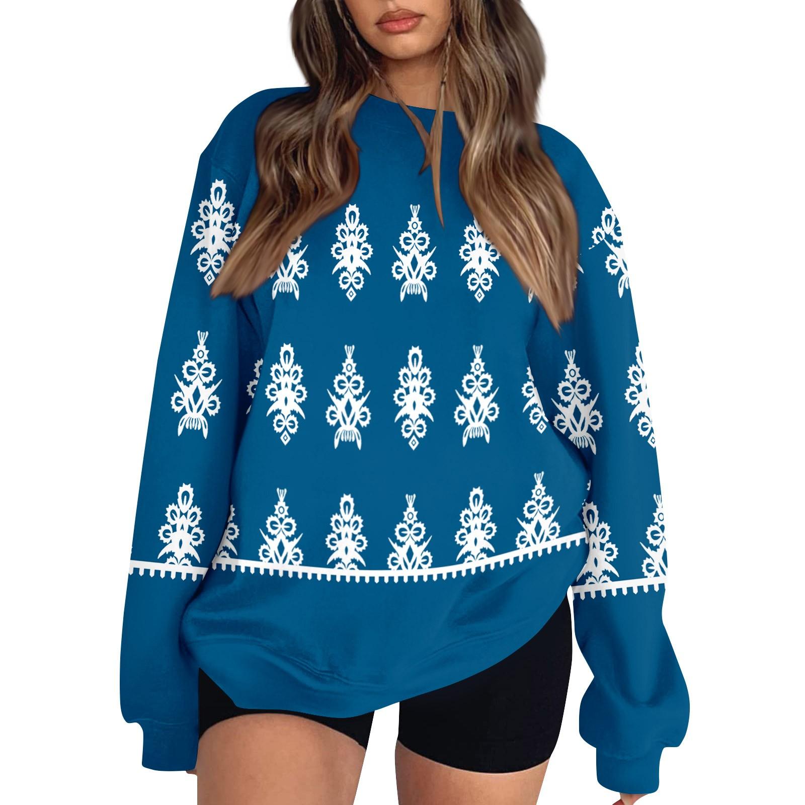 

Женские топы Женский свитшот с длинным рукавом Повседневный с круглым вырезом Свободного кроя Пуловер Флисовые топы XXL