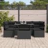Ensemble de Canapé de Jardin 7 Pièces avec Coussins Rattan Poly Noir, Canapé de Jardin 2 Places avec Coussins Rattan Poly 3348759