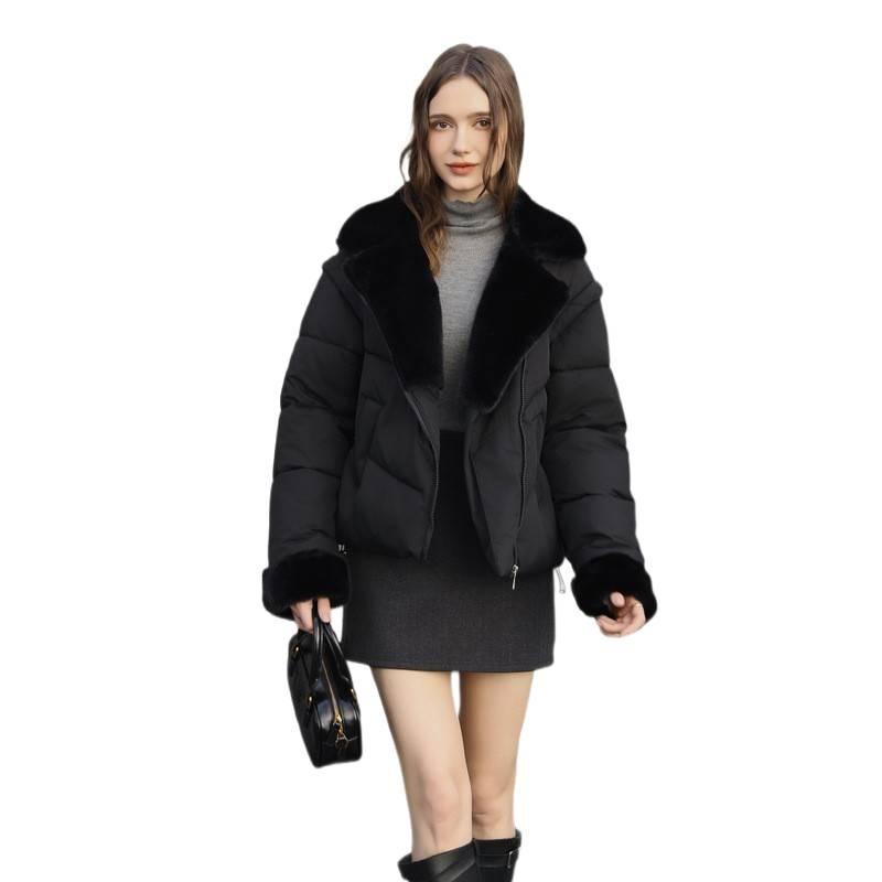 Thickened cotton clothes, winter suits, short loose cotton-padded clothes, women's sleeves, new jackets, removable mouth fluff