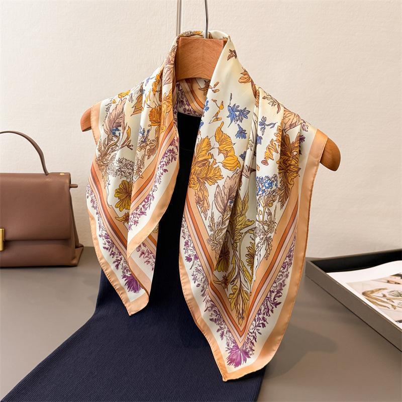 New Paisley Print Silk Scarf For Women Square Hijab Soft Neck Tie Female Fashion Decoration Silk Headscarf 70*70Cm Kerchief