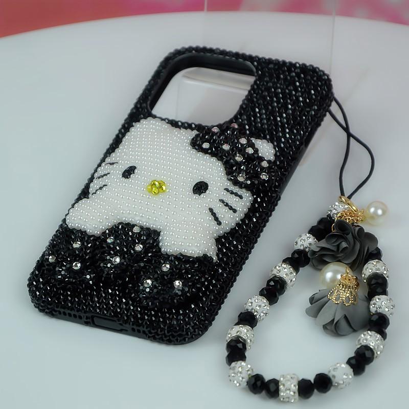 Phone Case IPhone 11 12 13 14 Pro Max 7 8 Plus Xs 6 XR Black Kitten Bling