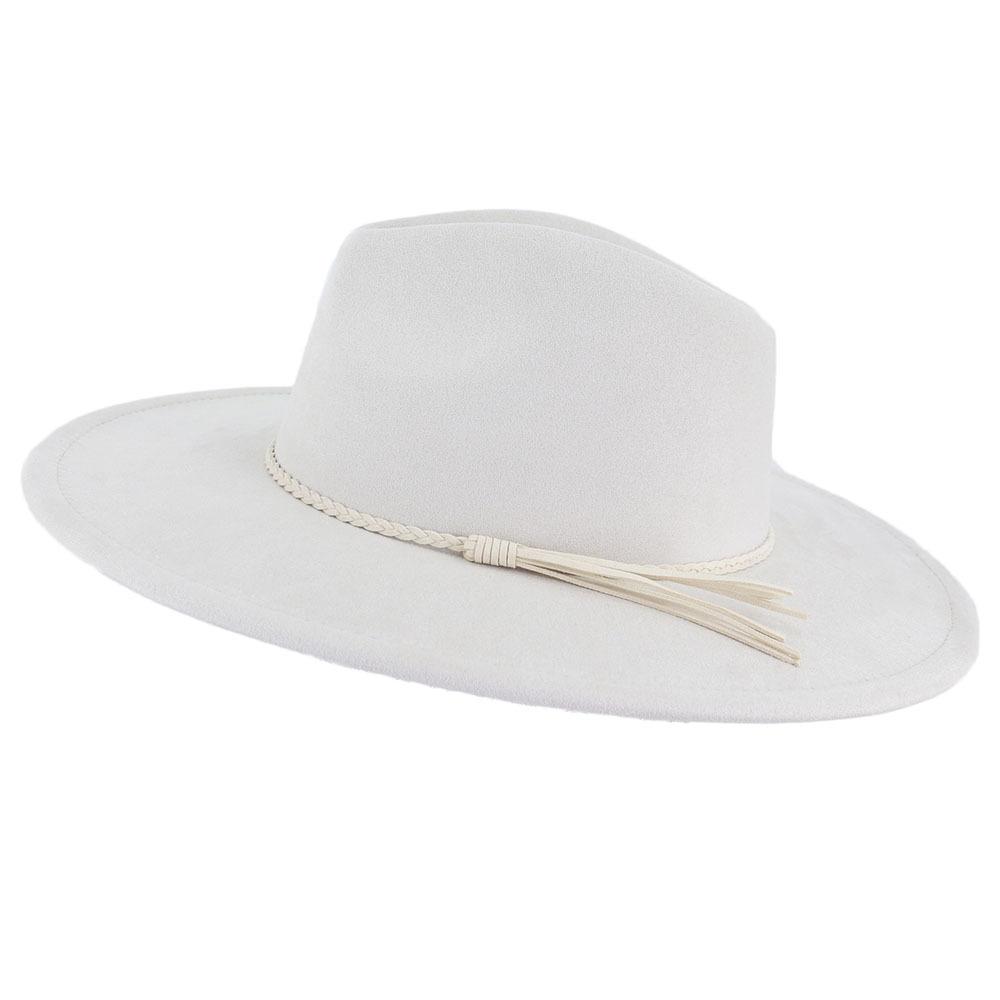 Unisex Suède Vilt Fedora Hoed Brede Rand Platte Rand Elegante Klassieke Herenhoed M 56-58cm beige