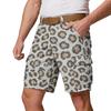 Men’s Casual Multi Pocket Cargo Shorts with Leopard Print Pattern Relaxed Fit Outdoor Athletic Shorts