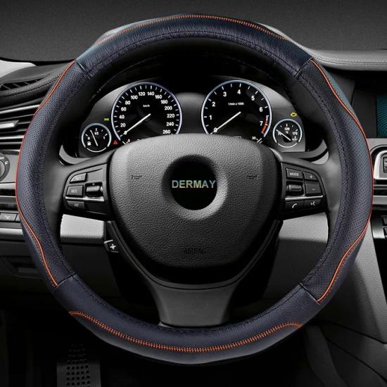DERMAY Perforated GENUINE LEATHER CAR STEERING WHEEL COVER For BMW Ford Focus Skoda Honda Kia Nissan Etc. Top Quality 4Colors