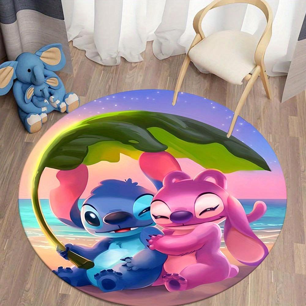1pc Lilo&Stitch Round Area Rug , Playroom Bedroom Living Room Indoor Decor Rug , Perfect for Leisure Areas , Bedside , Cloakroom , and Outdo