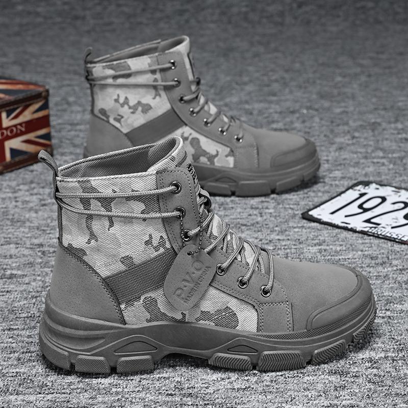 Herren Herbst Camouflage High Top Stiefel Outdoor Arbeitsstiefel Luxusmarken Freizeitsneaker Britischer Stil Dicksohlige Schuhe Wüstenstiefel