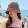 Damski kapelusz przeciwsłoneczny jednolity kolor odporny na UV kapelusz rybaka oddychający pleciony składany słomkowy kapelusz czapka chroniąca przed słońcem na zewnątrz