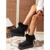2025 Fall/Winter New Korean Style Round Toe Fashionable Comfortable Fuzzy Lined Slip-On Snow Boots for Women