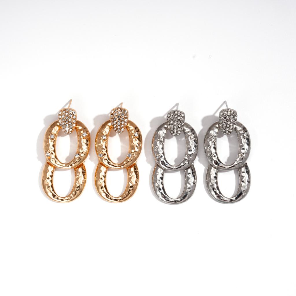 European and American metal style oval hollow chain earrings light luxury high-end stud earrings personalized niche earrings women